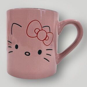 Sanrio Hello Kitty Pink Outline Face Wax Resist Ceramic Mug!